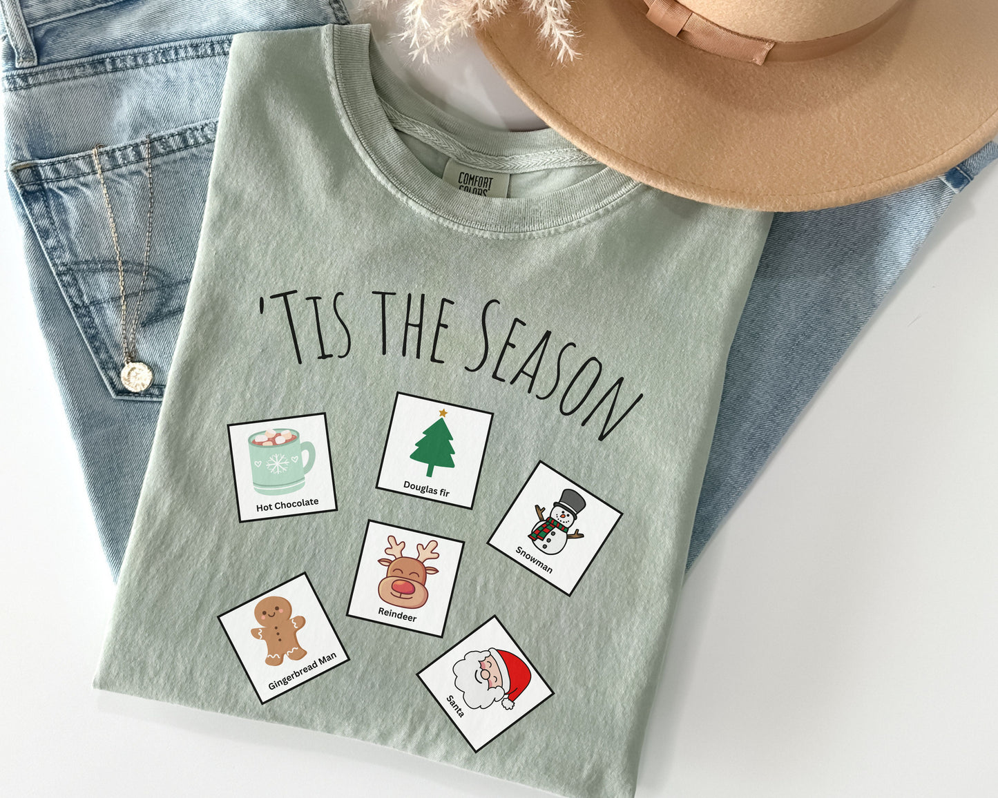 Christmas Speech Communication Cards T Shirt, Holiday rbt bcba aba therapy tee, special education communication cards, Comfort Colors 1717