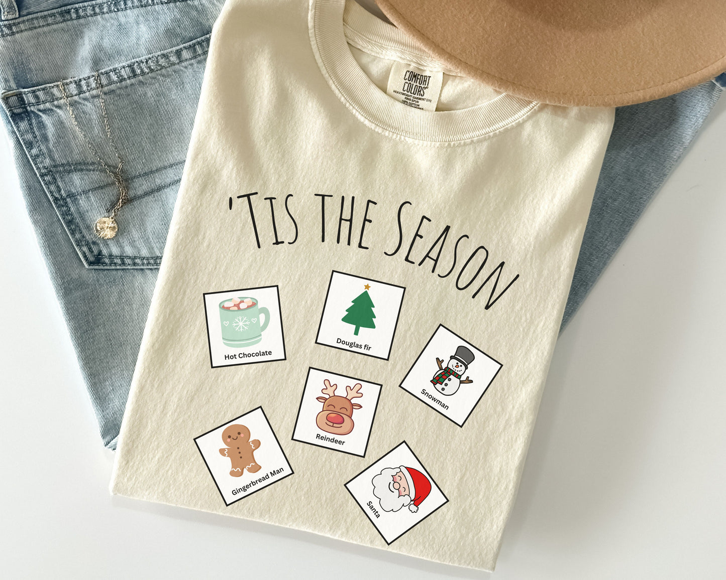 Christmas Speech Communication Cards T Shirt, Holiday rbt bcba aba therapy tee, special education communication cards, Comfort Colors 1717