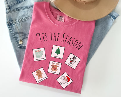 Christmas Speech Communication Cards T Shirt, Holiday rbt bcba aba therapy tee, special education communication cards, Comfort Colors 1717