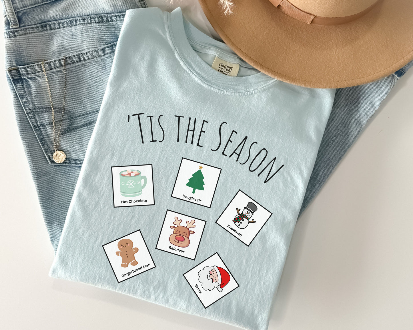 Christmas Speech Communication Cards T Shirt, Holiday rbt bcba aba therapy tee, special education communication cards, Comfort Colors 1717