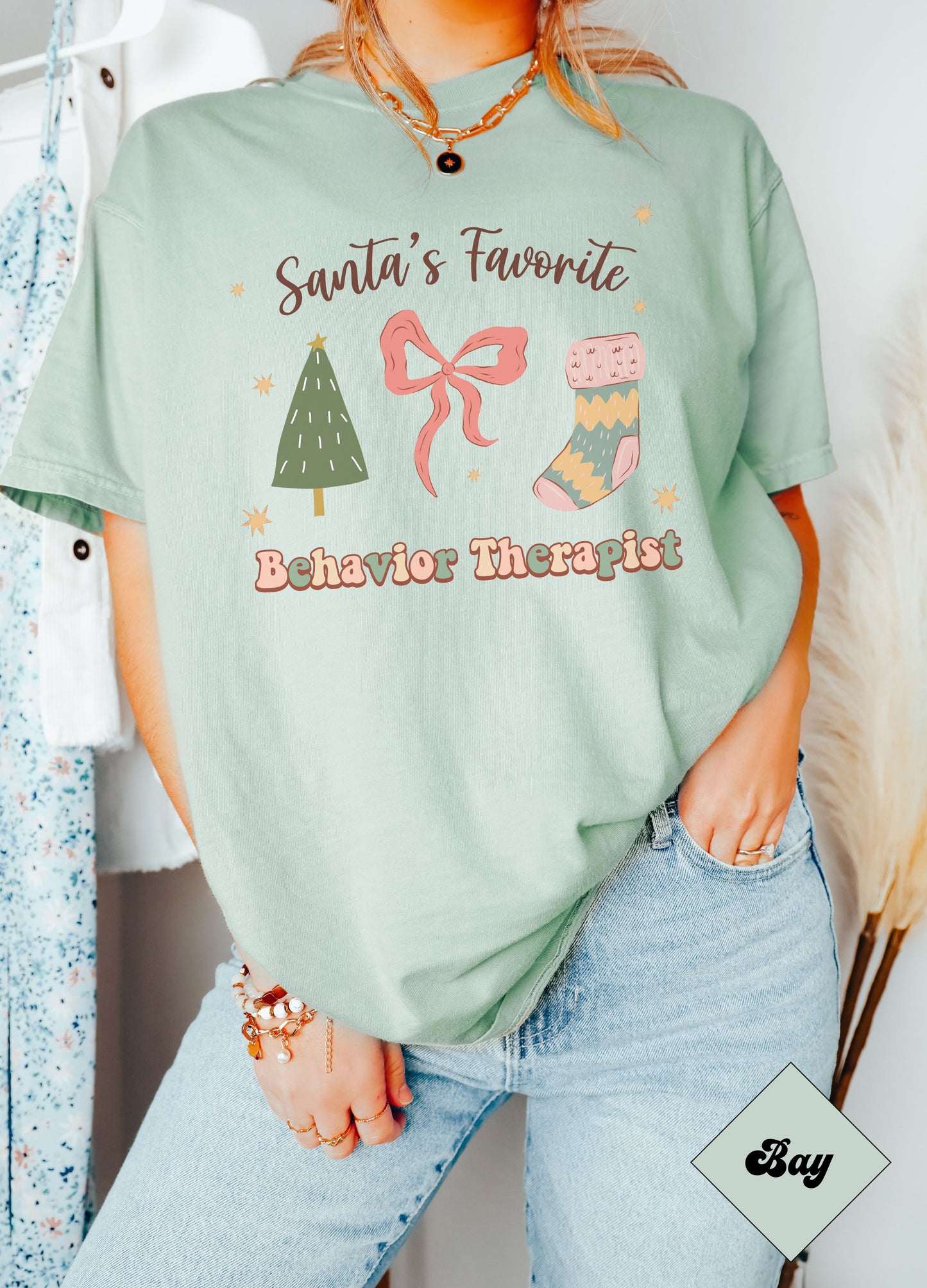 Christmas ABA shirt, Holiday Behavior Therapist tee, Holly Jolly Behavior Therapist, Unisex Comfort Colors 1717