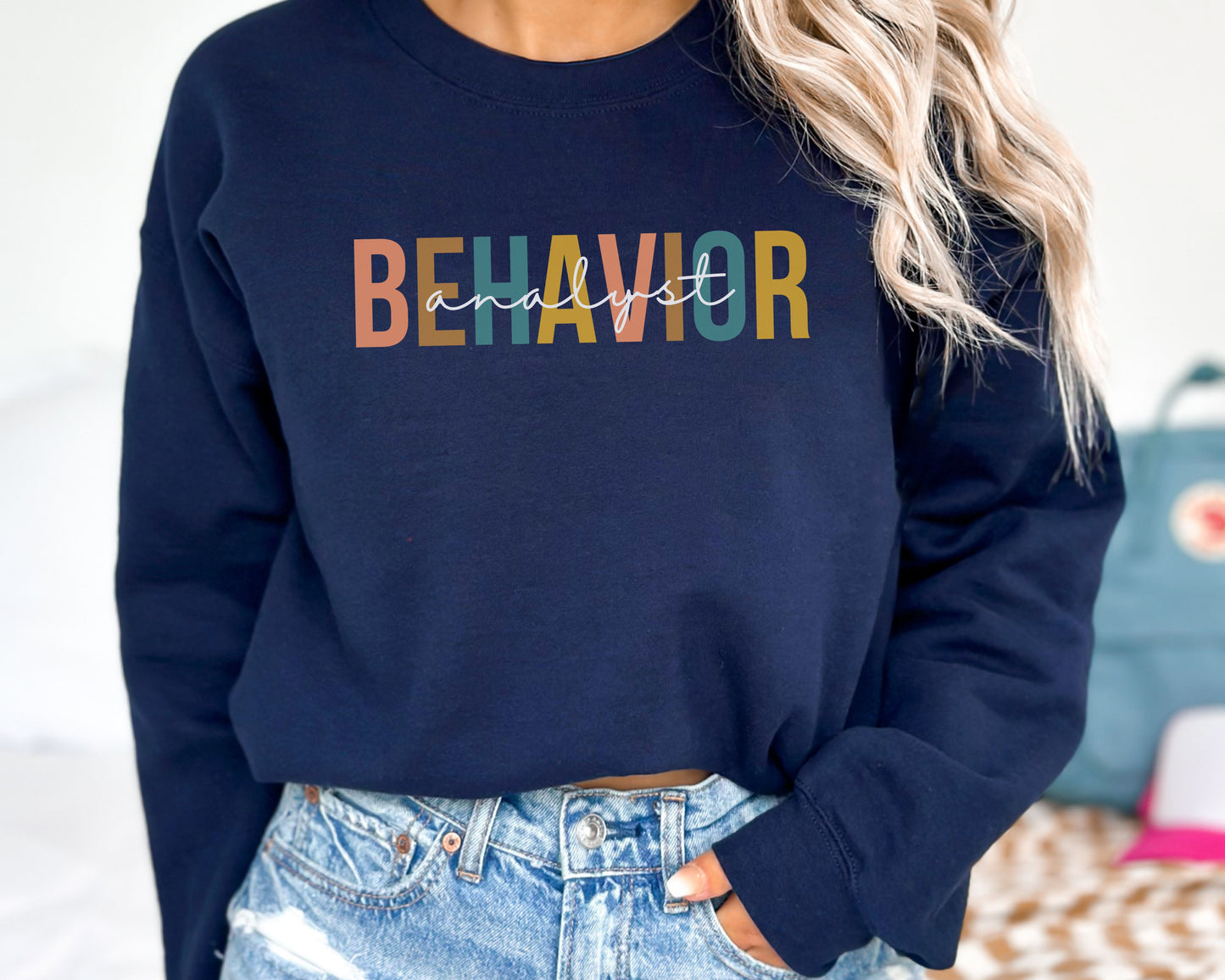 Personalized Minimalist Behavior Analyst Sweatshirt, Boho BCBA crewneck, gift for bcba