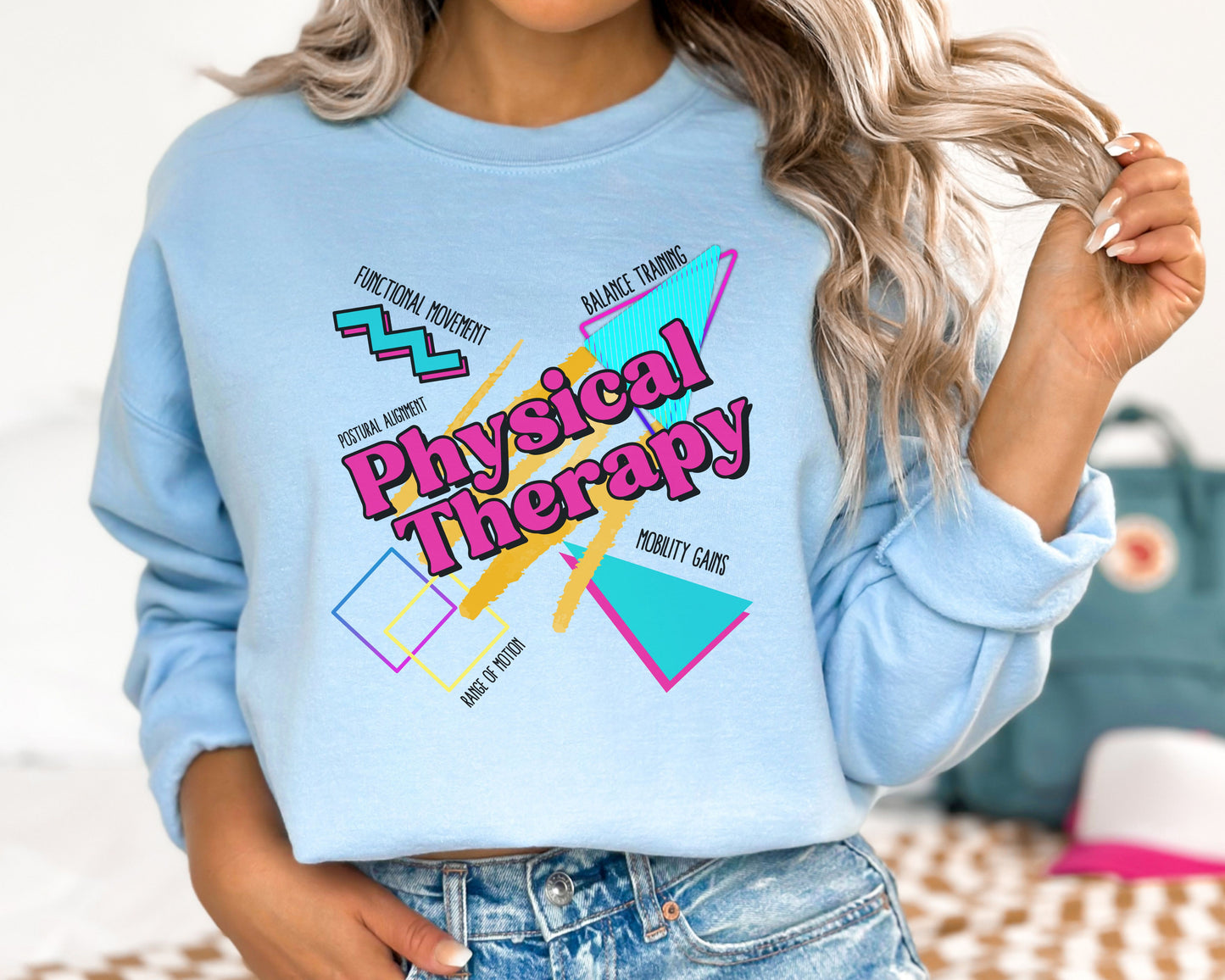 Physical Therapy Retro 90s Sweatshirt for Physical Therapists and Assistants, Unisex Crewneck, PT Gift, Gilden 18000