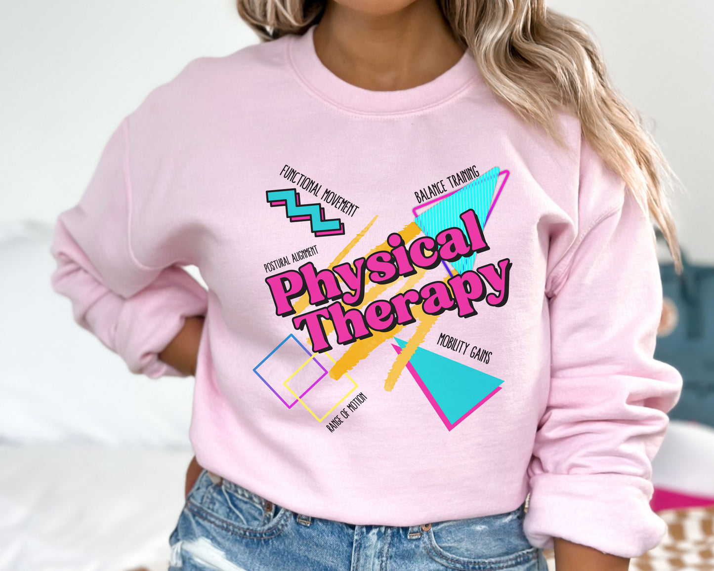 Physical Therapy Retro 90s Sweatshirt for Physical Therapists and Assistants, Unisex Crewneck, PT Gift, Gilden 18000