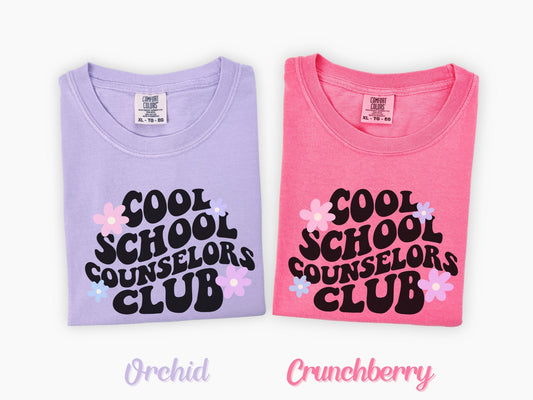 Cool School Counselors Club T shirt, Comfort Colors Counselor Shirt, School counselor tee, School counselor flower t shirt