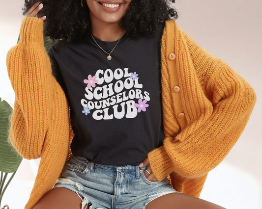 Cool School Counselors Club T shirt, Comfort Colors Counselor Shirt, School counselor tee, School counselor flower t shirt