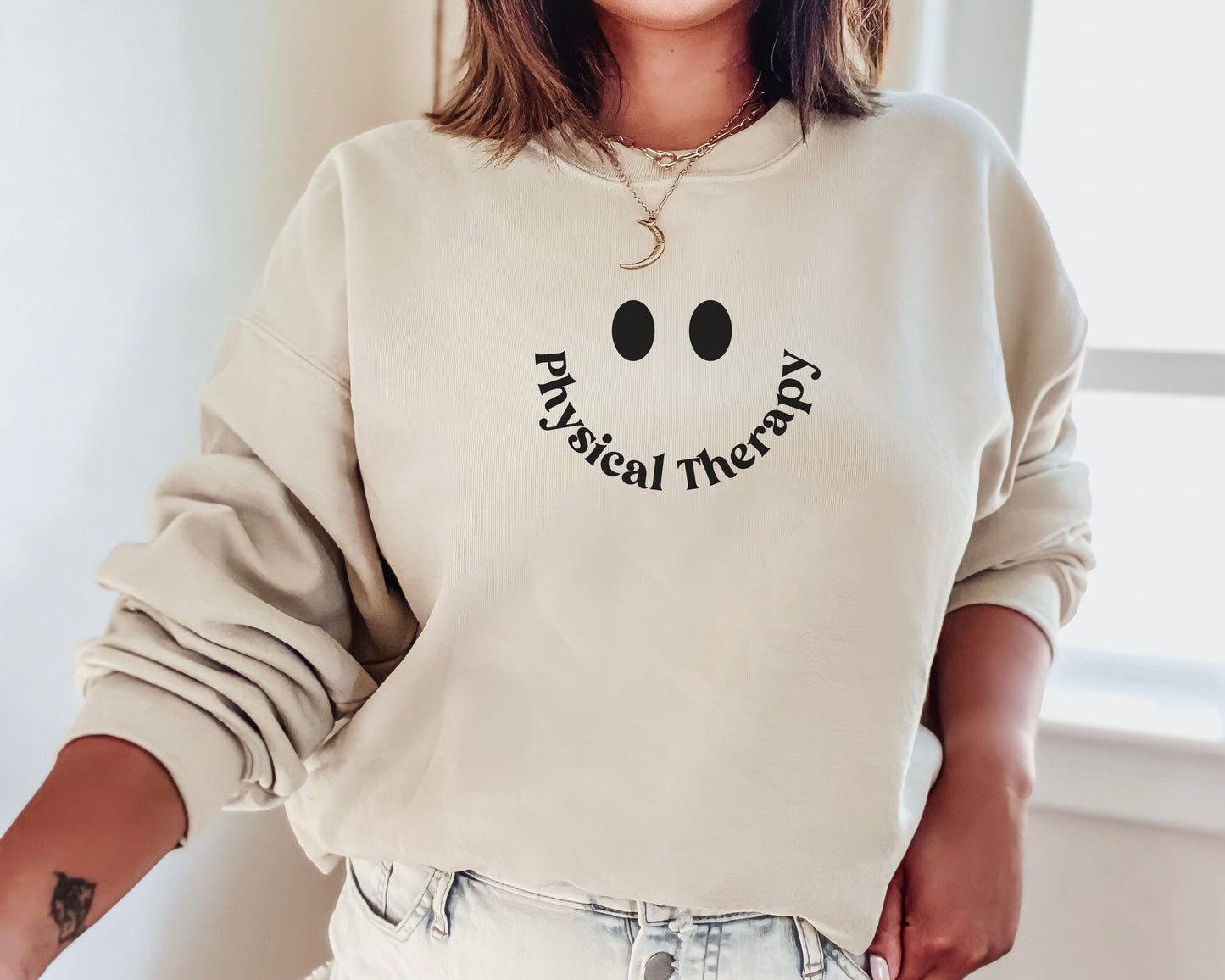 Physical Therapy Smile Sweatshirt for Physical Therapists and Assistants, PT merch, Unisex crewneck, PT Gift, Gilden 18000