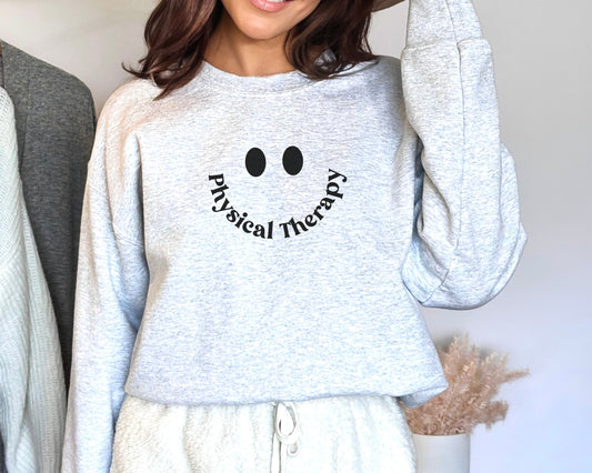 Physical Therapy Smile Sweatshirt for Physical Therapists and Assistants, PT merch, Unisex crewneck, PT Gift, Gilden 18000