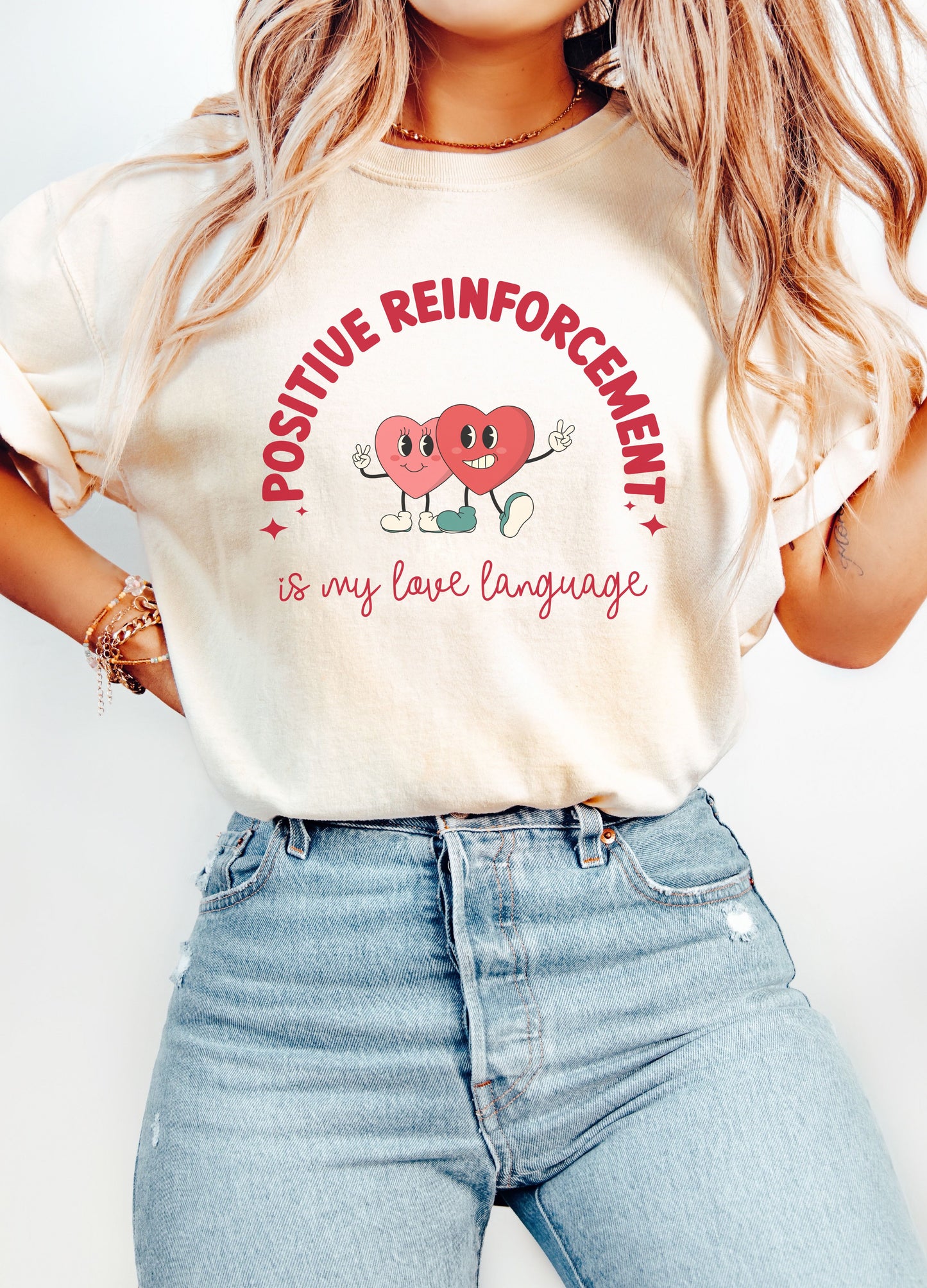 Aba therapy Valentines Day T-shirt, Positive Reinforcement is my love language, retro Rbt bcba heart tee