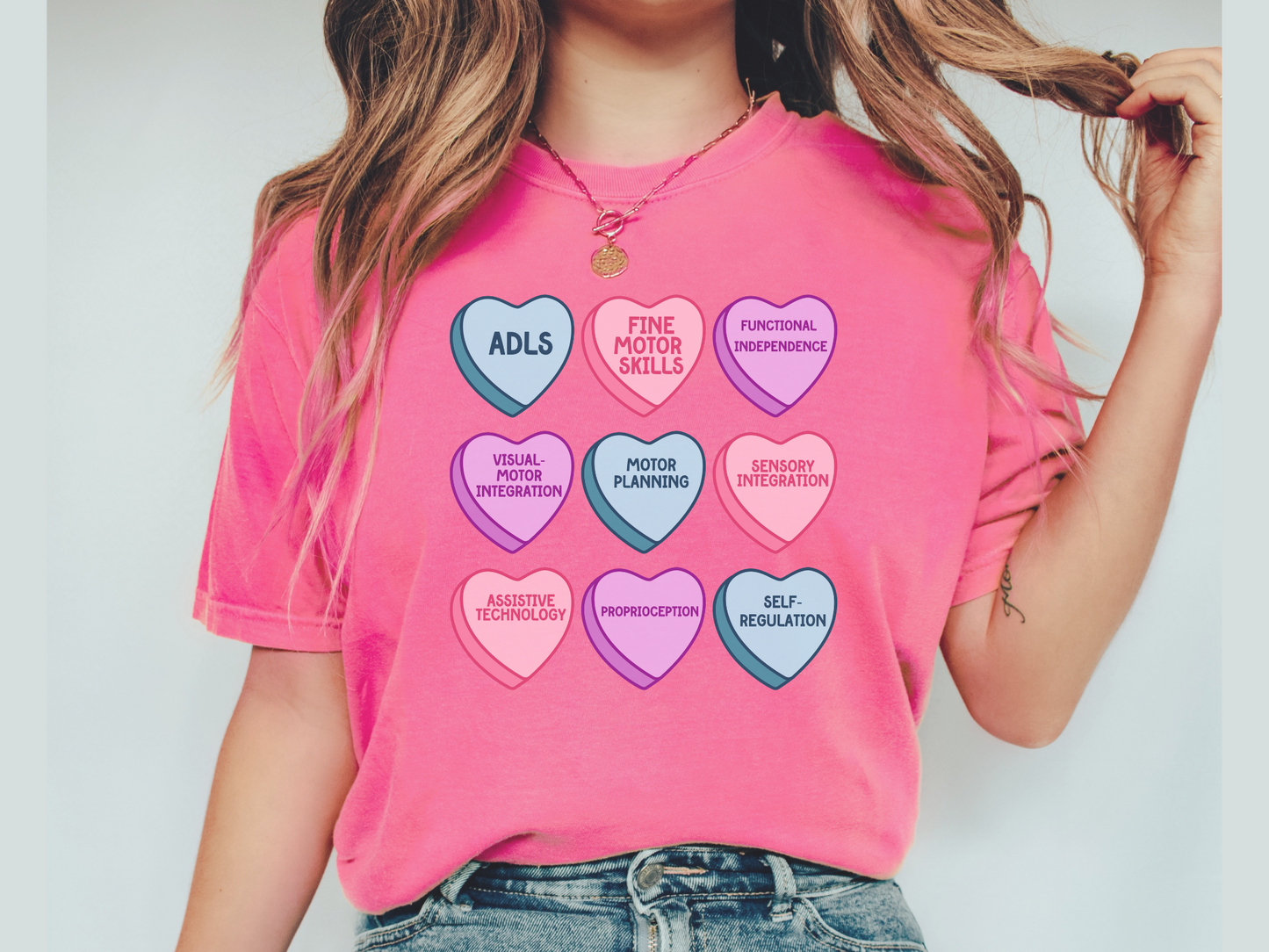 Occupational Therapy Valentines Day Hearts T-shirt, Candy Hearts OT Ota tee