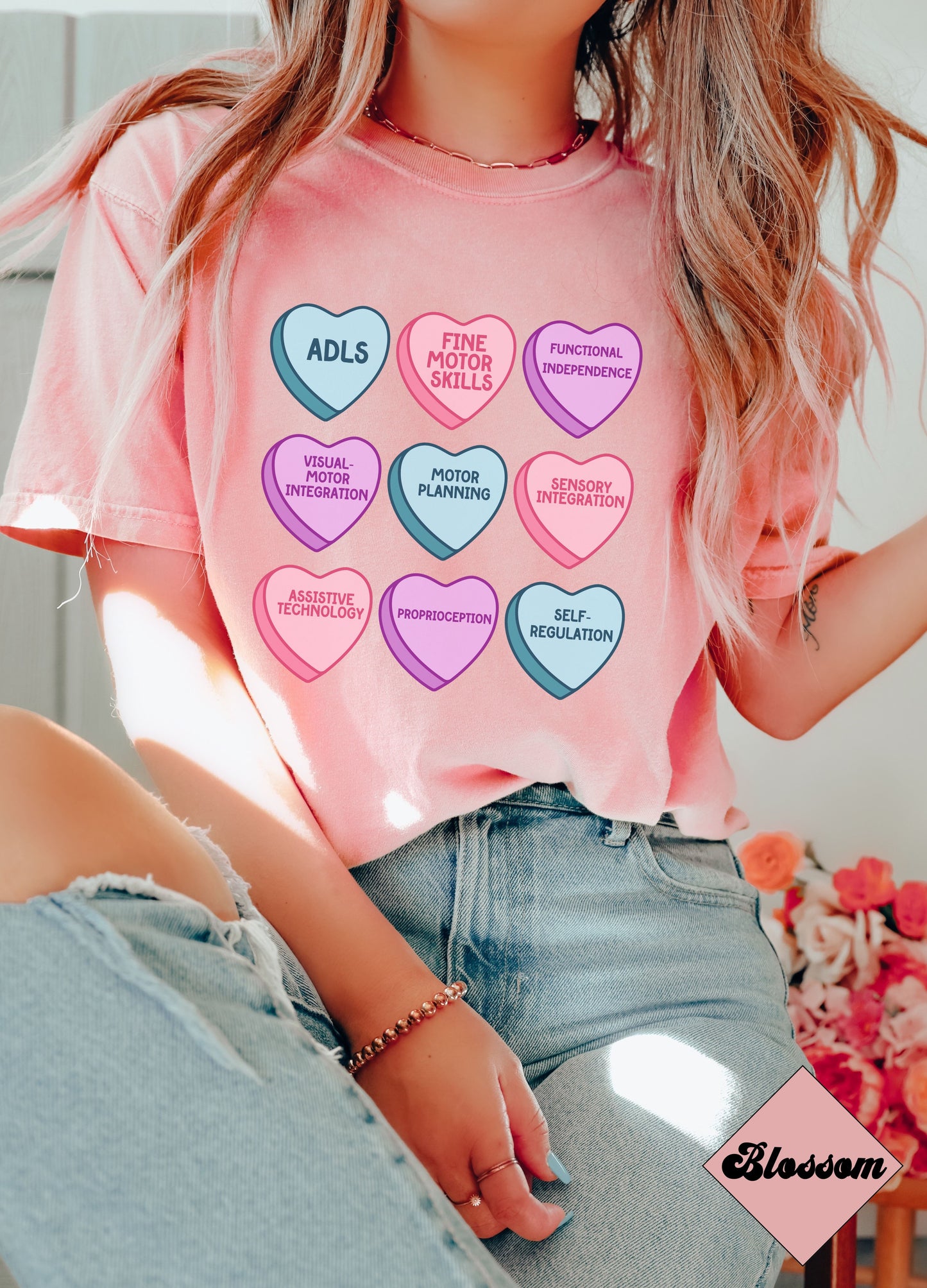 Occupational Therapy Valentines Day Hearts T-shirt, Candy Hearts OT Ota tee