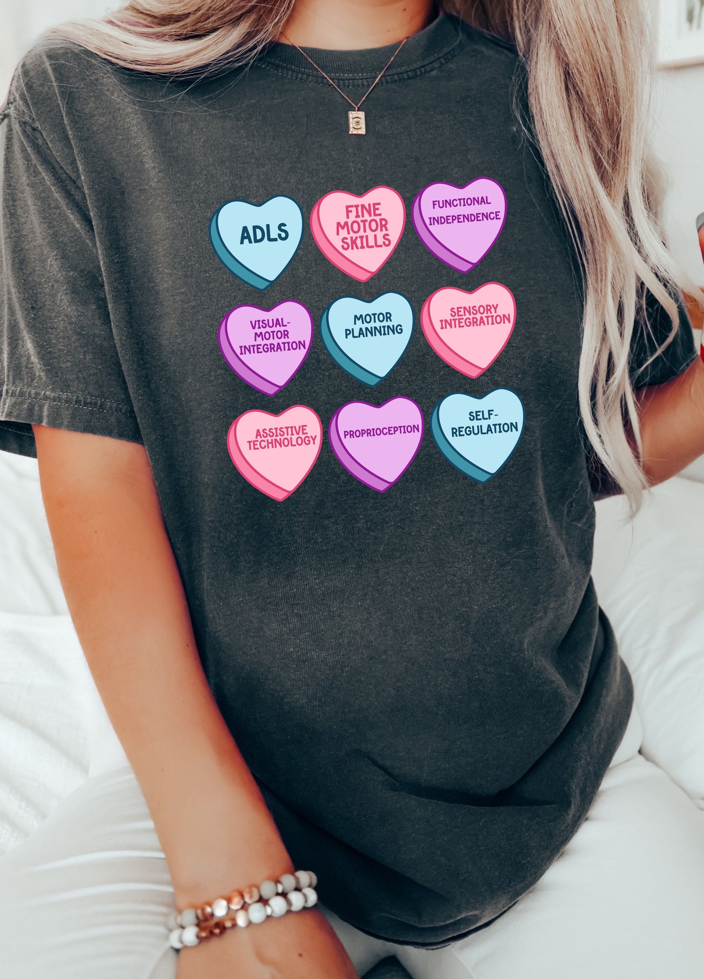 Occupational Therapy Valentines Day Hearts T-shirt, Candy Hearts OT Ota tee