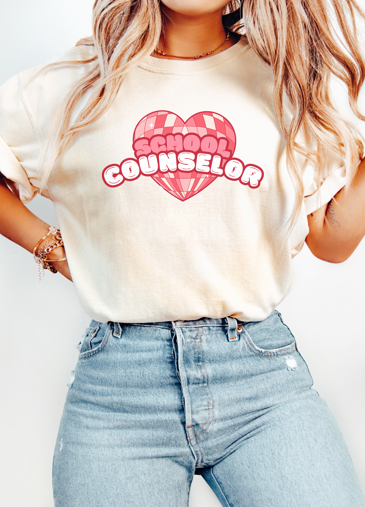 School Counselor Valentines Day Heart T-shirt, Retro counselor heart tee, comfort colors