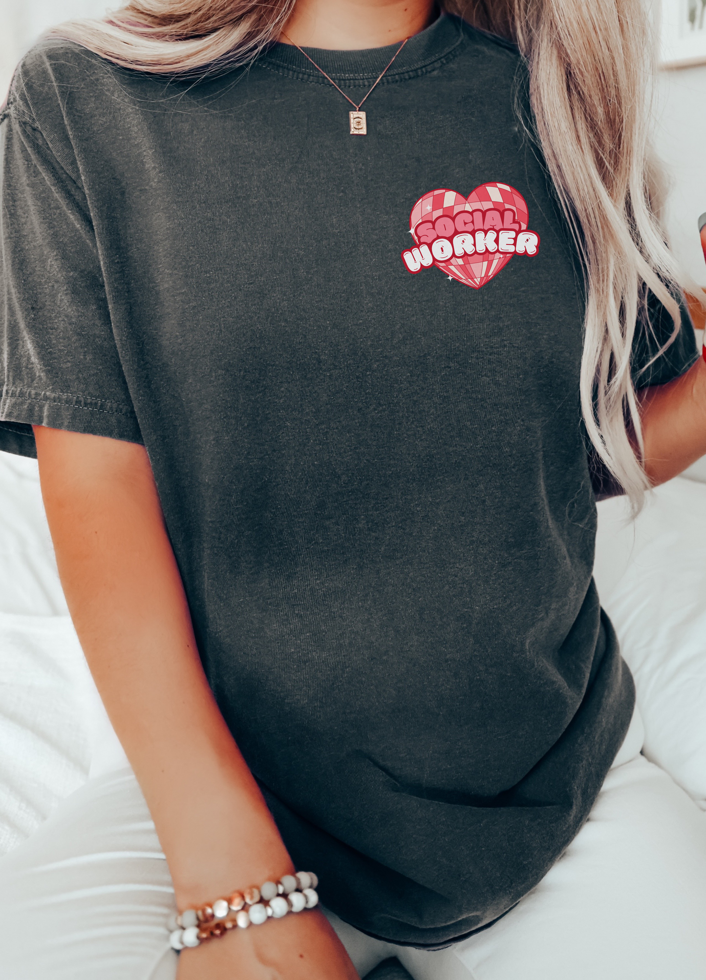 Social Worker Valentines Day Heart T-shirt, Retro LCSW heart tee, comfort colors