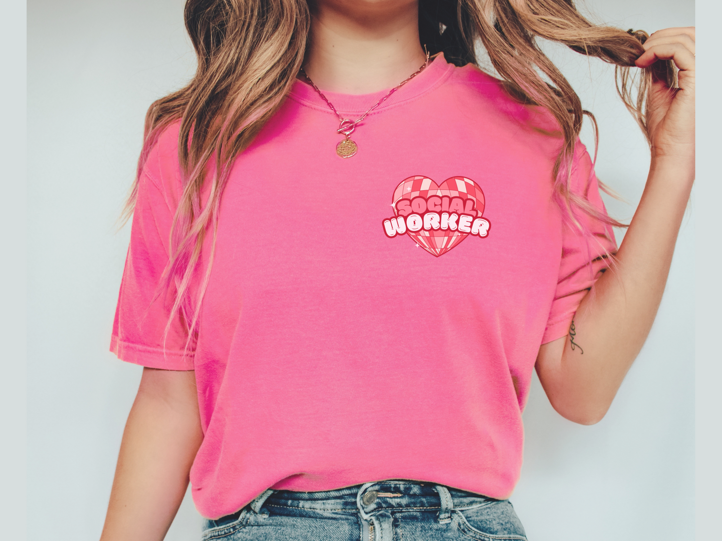 Social Worker Valentines Day Heart T-shirt, Retro LCSW heart tee, comfort colors