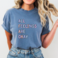 Comfort Colors Mental Health Feelings T-Shirt, Counselor Emotions Graphic Tee, All Feelings Are Okay, Gift for Therapist