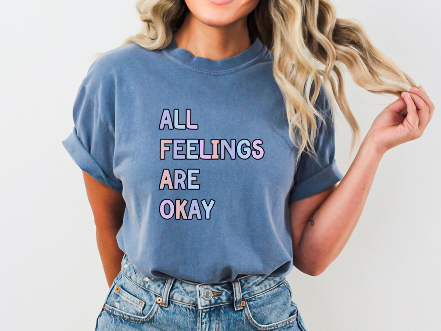 Comfort Colors Mental Health Feelings T-Shirt, Counselor Emotions Graphic Tee, All Feelings Are Okay, Gift for Therapist