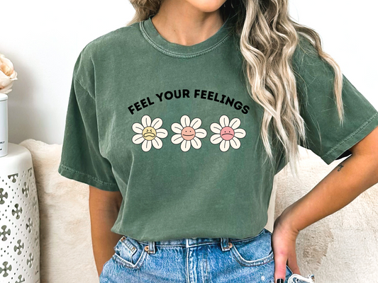 Comfort Colors Mental Health Feelings T-Shirt, Counselor Emotions Graphic Tee, Feel Your Feelings, Gift for Therapist