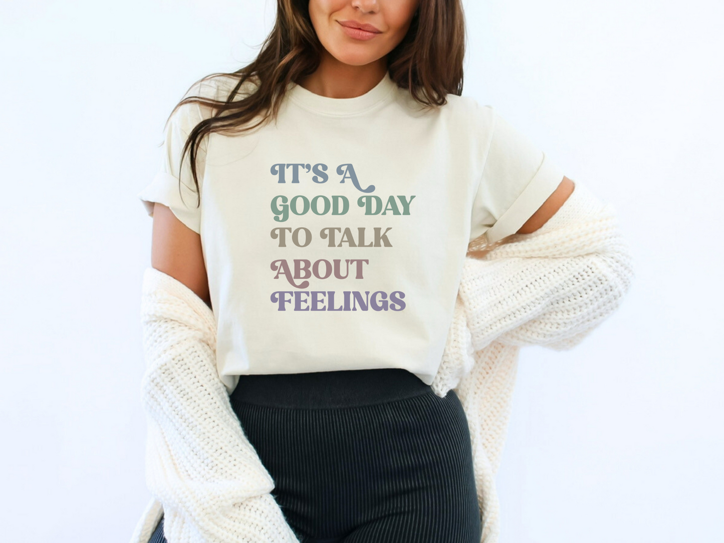 Comfort Colors Mental Health Feelings T-Shirt, Counselor Emotions Graphic Tee, It's A Good Day To Talk About Feelings, Gift for Therapist