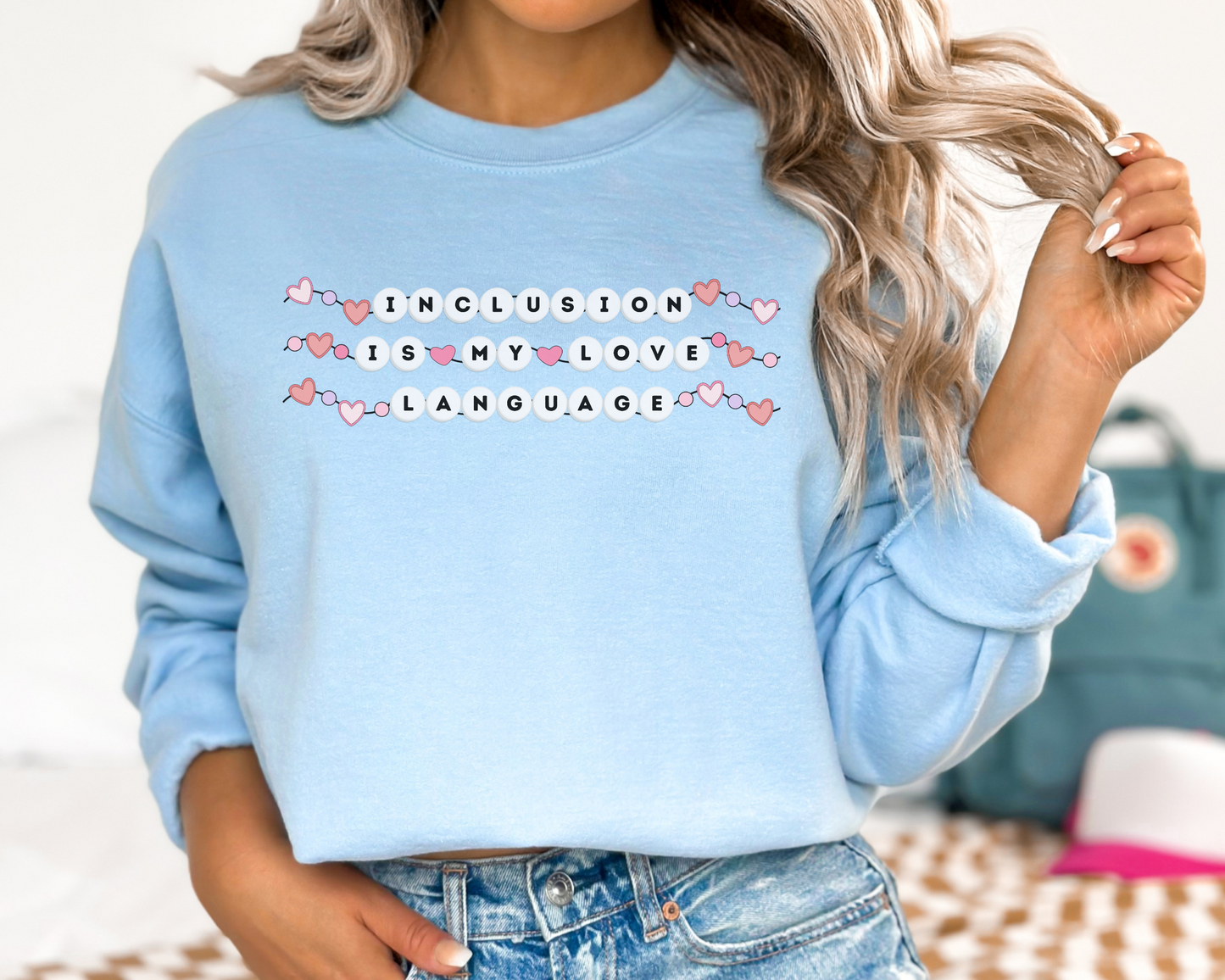 Inclusion Valentines Day Sweatshirt, Inclusion Is My Love Language Crewneck, Inclusion Friendship Bracelet, Gilden 18000