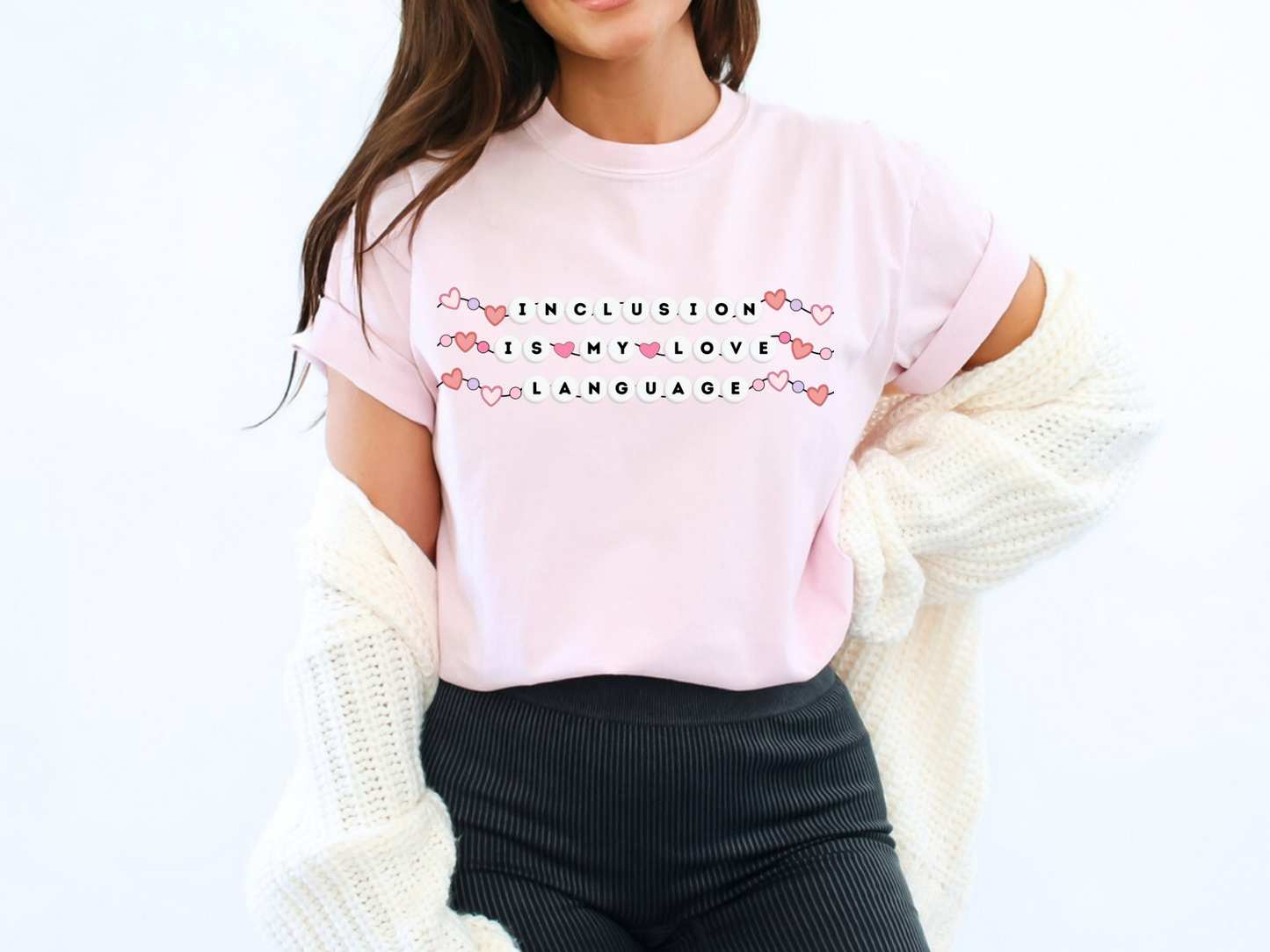 Inclusion Valentines Day T-shirt, Inclusion Is My Love Language, Inclusion Friendship Bracelet Tee, Comfort Colors 1717