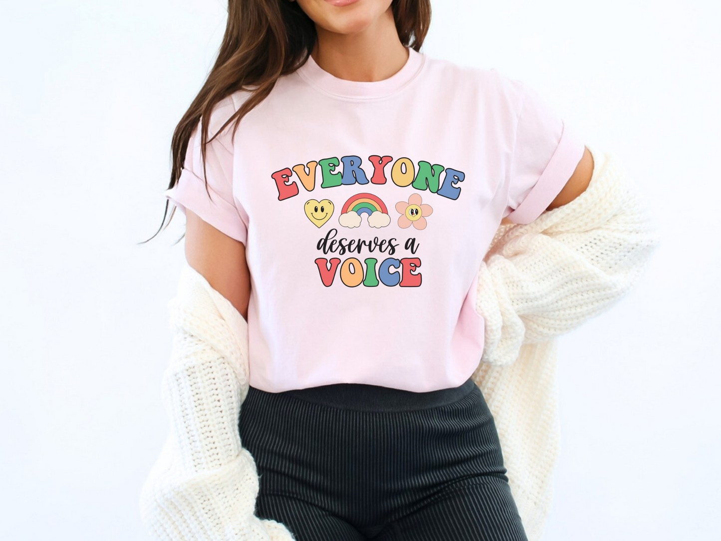 Speech Therapy Everyone Deserves a Voice Shirt, Retro Speech Tee, Colorful Speech therapist t-shirt, Gift for Slp