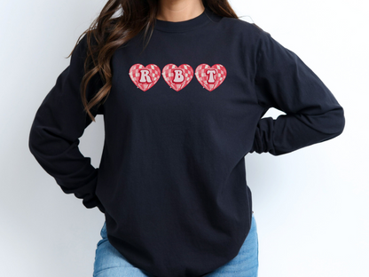 Rbt Valentines Day Disco Heart Long Sleeve T-shirt, Aba therapist Long Sleeve Tee, Retro Behavior Tech Heart Tee