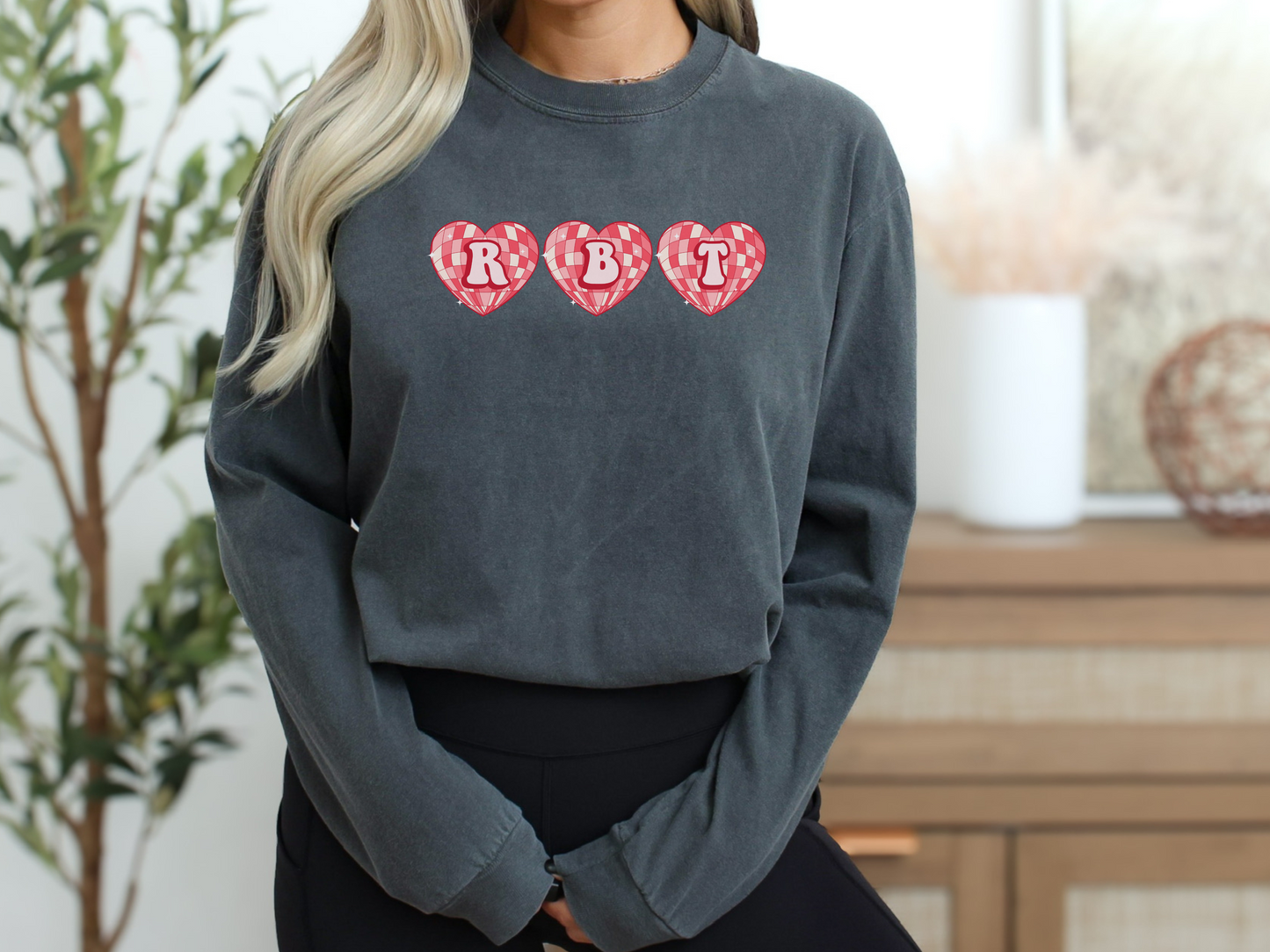 Rbt Valentines Day Disco Heart Long Sleeve T-shirt, Aba therapist Long Sleeve Tee, Retro Behavior Tech Heart Tee