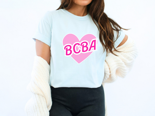 90s Pink Heart BCBA Shirt, Doll themed Behavior Analyst shirt, ABA Apparel, Unisex Comfort Colors