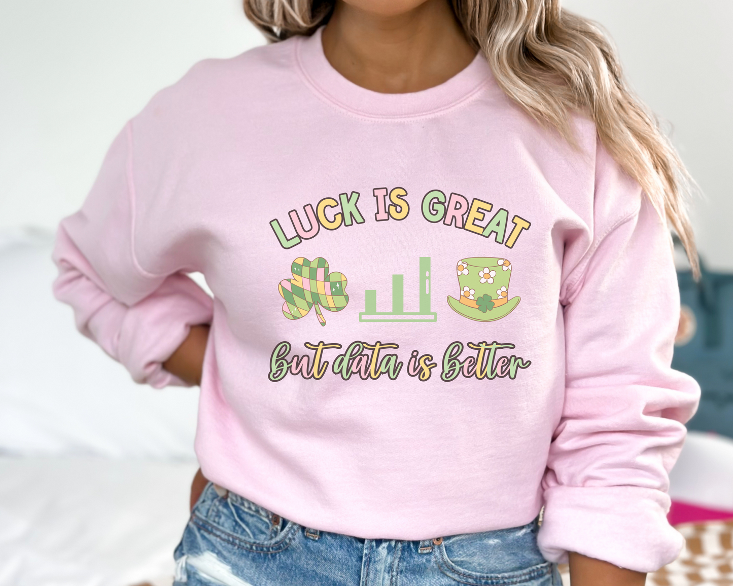 ABA St. Patrick's Day Sweatshirt, St Paddys Rbt Bcba Apparel, Green Behavior Analyst Data Crewneck, Gildan 18000