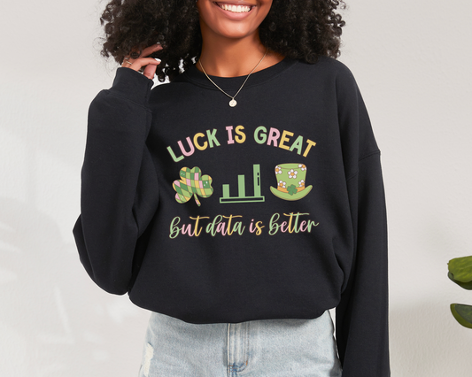 ABA St. Patrick's Day Sweatshirt, St Paddys Rbt Bcba Apparel, Green Behavior Analyst Data Crewneck, Gildan 18000