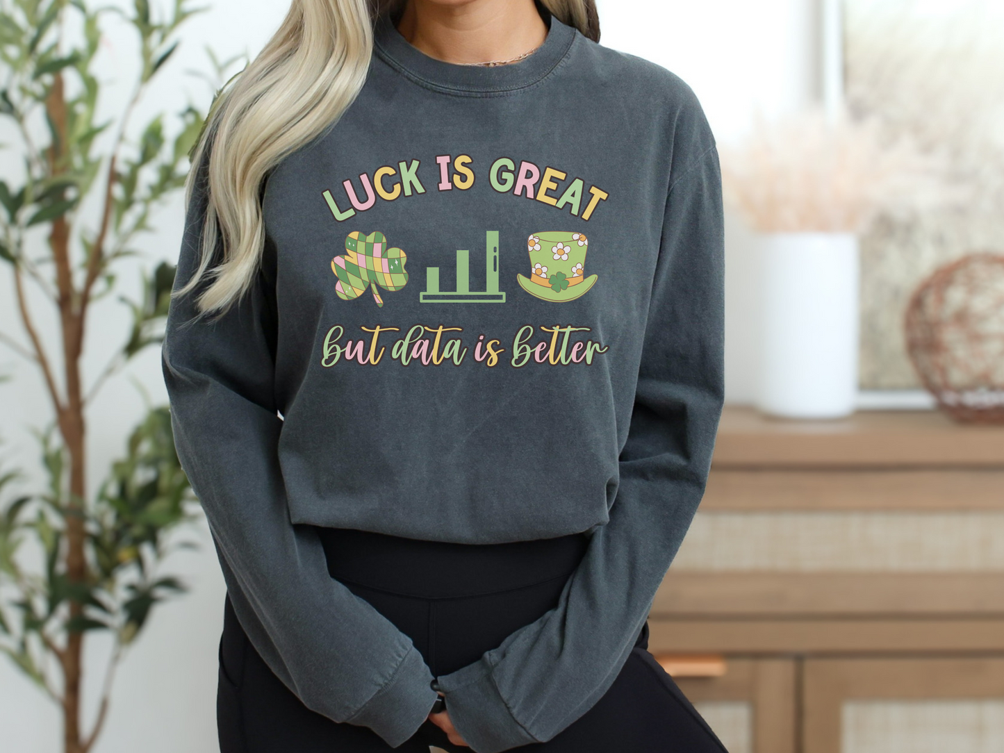 ABA St. Patrick's Day Long Sleeve Shirt, St Paddys Rbt Bcba Apparel, Green Behavior Analyst Data Tee, Comfort Colors 6014