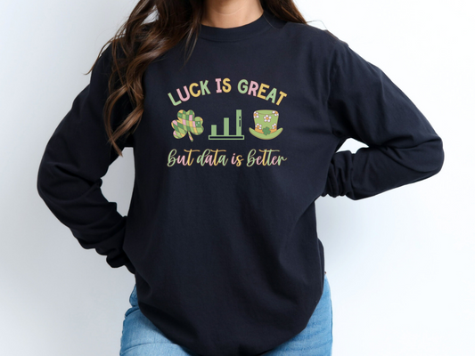 ABA St. Patrick's Day Long Sleeve Shirt, St Paddys Rbt Bcba Apparel, Green Behavior Analyst Data Tee, Comfort Colors 6014