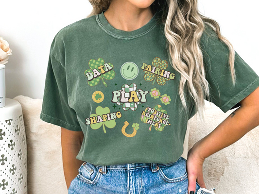 Retro St. Patrick's Day Rbt Bcba T-shirt, Aba Apparel, Behavior Therapist ABA Tee, Comfort Colors 1717