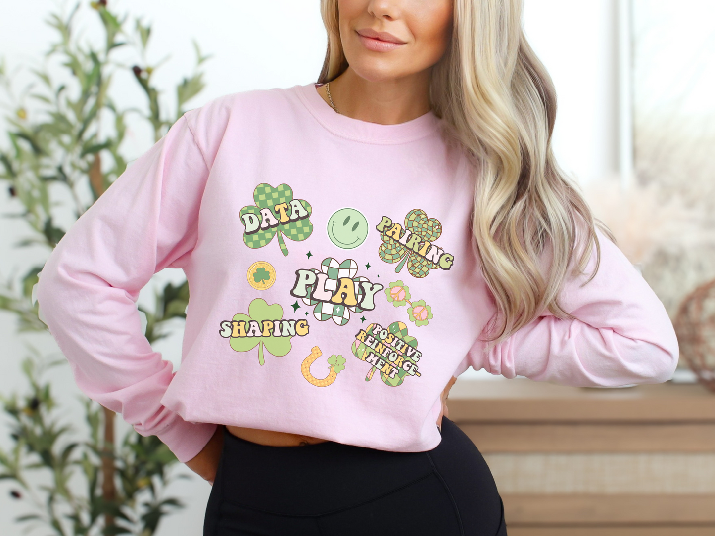 Retro St. Patrick's Day Rbt Bcba Long Sleeve T-shirt, Aba Apparel, Behavior Therapist ABA Tee, Comfort Colors 6014