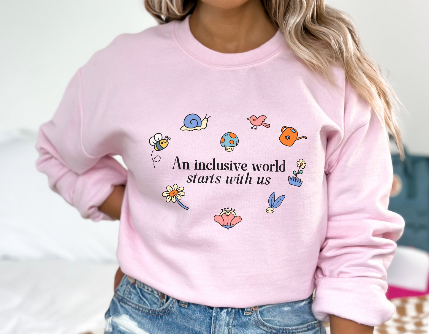 An Inclusive World Starts With Us, Inclusion and Acceptance Garden Heart Sweatshirt, Advocacy and Inclusion Crewneck