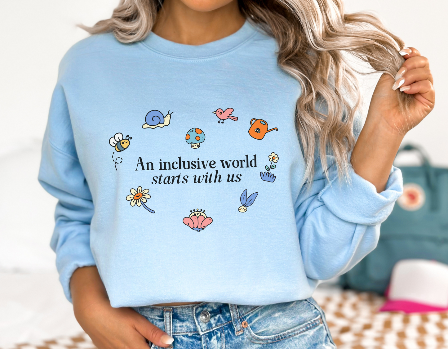 An Inclusive World Starts With Us, Inclusion and Acceptance Garden Heart Sweatshirt, Advocacy and Inclusion Crewneck