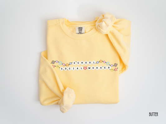 School Social Worker Friendship Bracelet Sweatshirt, School LCSW Crewneck, Gift for School Social Worker, Comfort Colors Crewneck