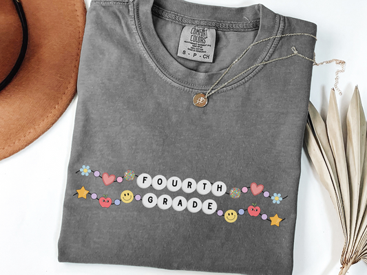 Fourth Grade Teacher Friendship Bracelet T-shirt, Back to School Graphic Tee, Gift for 4th Grade Teacher, Group Teacher Tees, Comfort Colors
