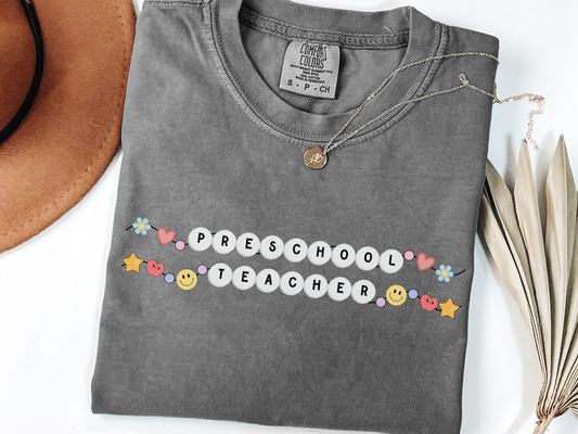 Comfort Colors Preschool Teacher Friendship Bracelet T-shirt, Preschool Teacher Graphic Tee, Gift for Preschool Teacher