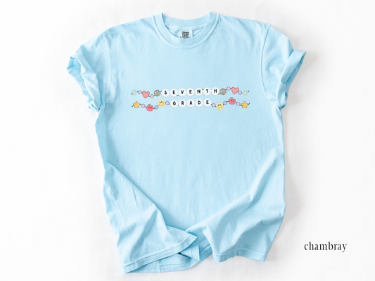 Seventh Grade Teacher Friendship Bracelet T-shirt, Back to School Graphic Tee, Gift for 7th Grade Teacher, Group Teacher, Comfort Colors