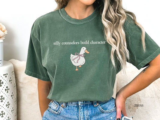 Silly Counselors Build Character Shirt, Cute Goose School Counselor Tee, Funny Counselor Gift for Women, Counselor Appreciation Shirt