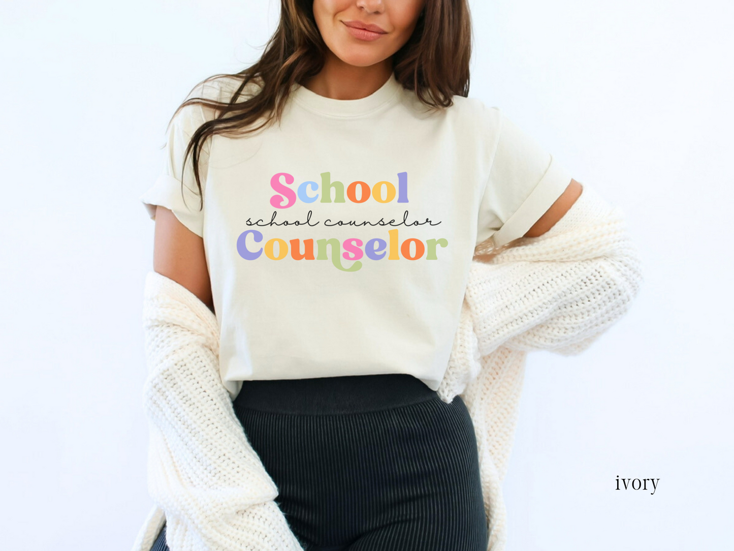 Minimalist School Counselor T-Shirt, Colorful School Counselor Tee, Counselor Gift, Counselor Appreciation Shirt