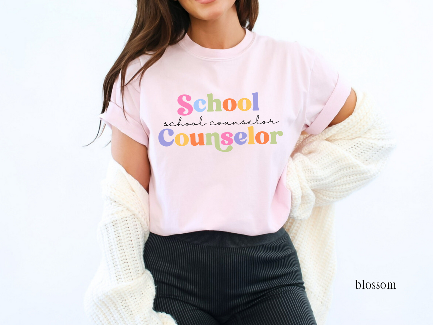 Minimalist School Counselor T-Shirt, Colorful School Counselor Tee, Counselor Gift, Counselor Appreciation Shirt
