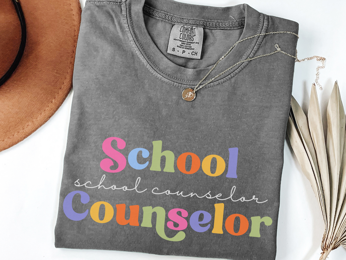 Minimalist School Counselor T-Shirt, Colorful School Counselor Tee, Counselor Gift, Counselor Appreciation Shirt