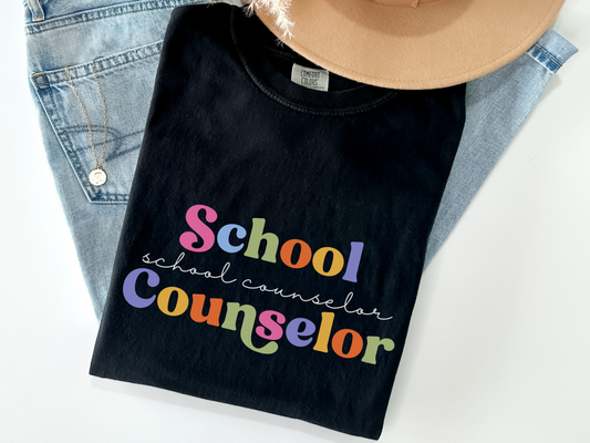 Minimalist School Counselor T-Shirt, Colorful School Counselor Tee, Counselor Gift, Counselor Appreciation Shirt
