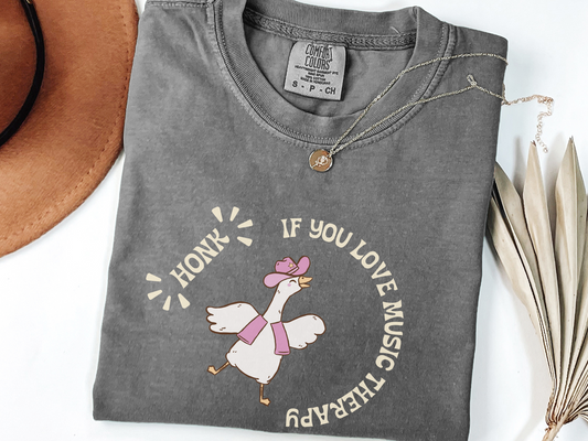 Honk If You Love Music Therapy Shirt, Goose Music Therapy T-Shirt, Cute Music Therapy Gift for Therapists