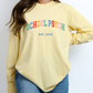 School Psychologist Varsity EST Long Sleeve Shirt, Personalized School Psych tee, cute school psych apparel, custom gift school psychologist