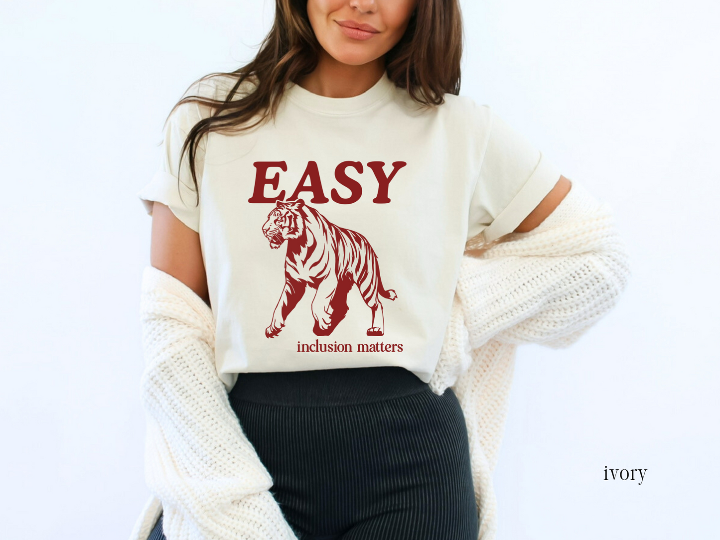 Easy Tiger Inclusion Matters, Inclusion and Advocacy Tee, Gift for Teacher Therapist Counselor, Comfort Colors Tee