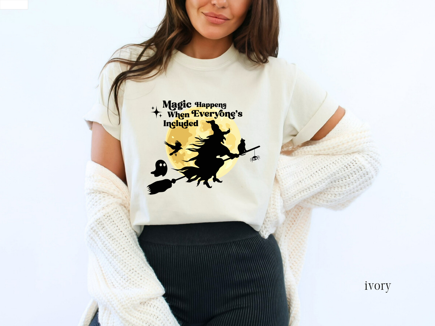 Magic Happens When Everyone's Included, Inclusion and Advocacy Halloween T-Shirt, Inclusive Spooky Tee, Gift for Advocate